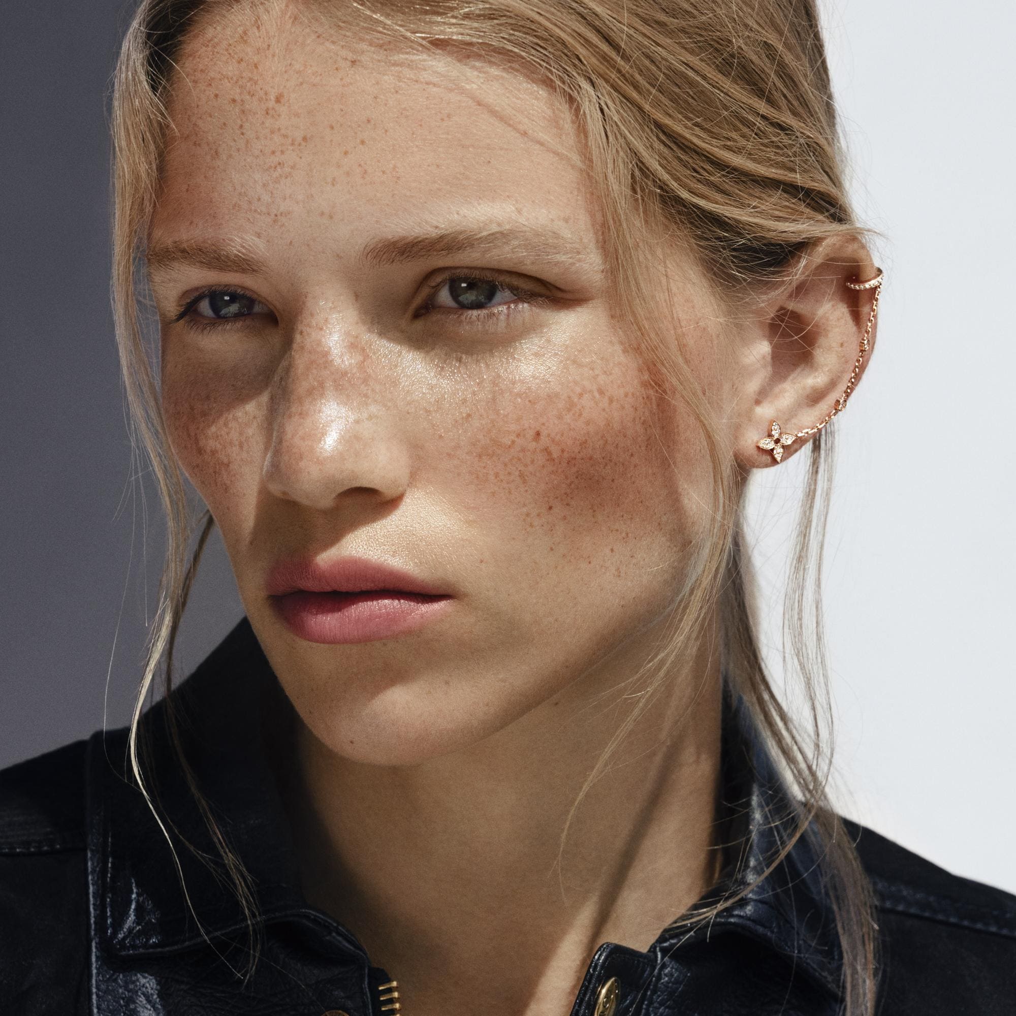 Idylle Blossom Mono Chain Earrings, Pink Gold And Diamonds